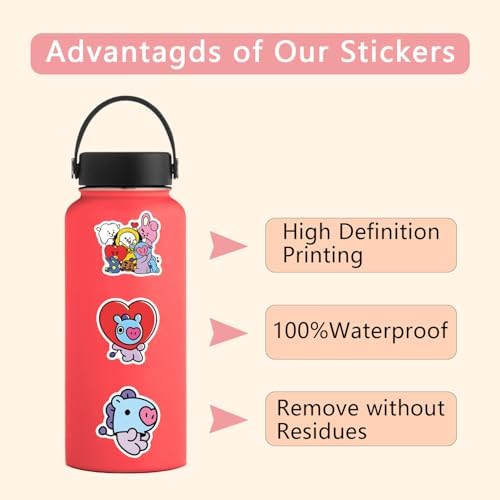 55pcs Cartoon BTS Vinyl Waterproof Stickers for Laptop and More