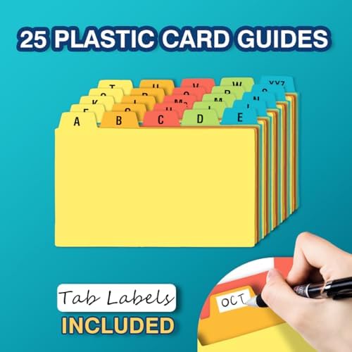 H4D 3x5 Index Card Holder with 100 Cards and 25 Dividers Teal