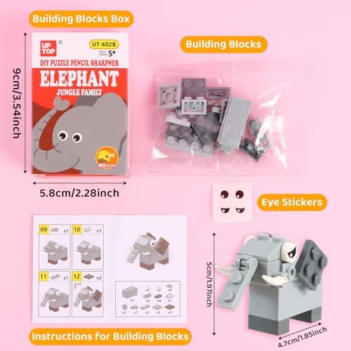24 Pcs Animal Building Block Pencil Sharpener Set