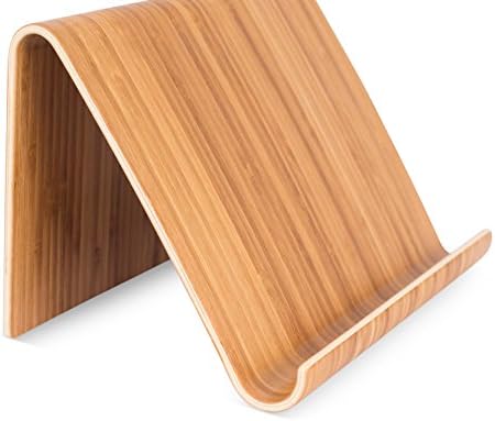 Bamboo Tablet Holder Stand - Adjustable Natural Wood Design