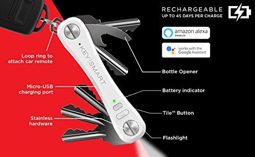 KeySmart Pro - Key Holder with LED Flashlight and Tile Bluetooth