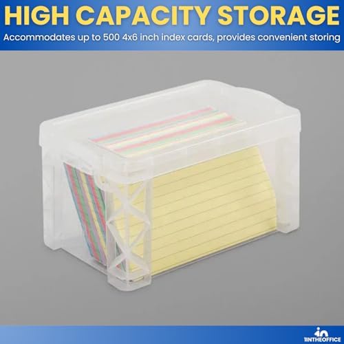1InTheOffice Index Card Storage Box 4x6 Clear 500 Capacity 2 Pack