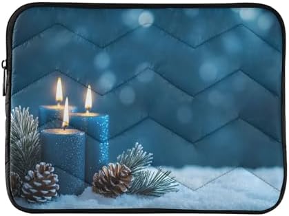 Blue Christmas Candles Laptop Sleeve for 13-14 Inch Laptops
