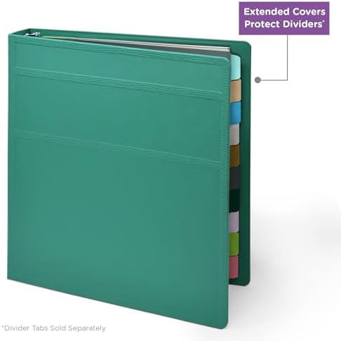 Carstens 1-Inch Heavy Duty 3-Ring Binder - Teal Durable Plastic Waterproof Cover
