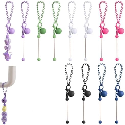 Framendino Beaded Cup Charms Bar Chain with Bell for DIY