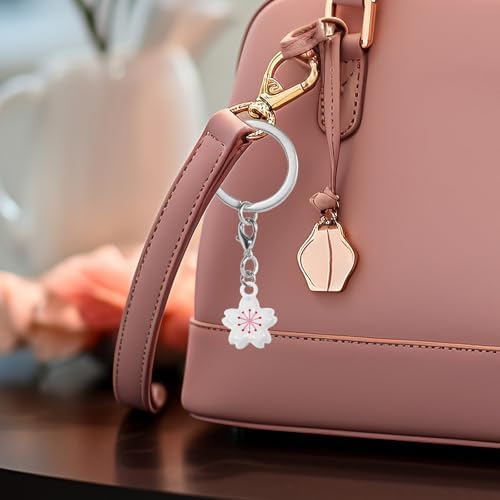 LOGOFUN 5pcs Cherry Blossom Bell Charms for DIY Jewelry