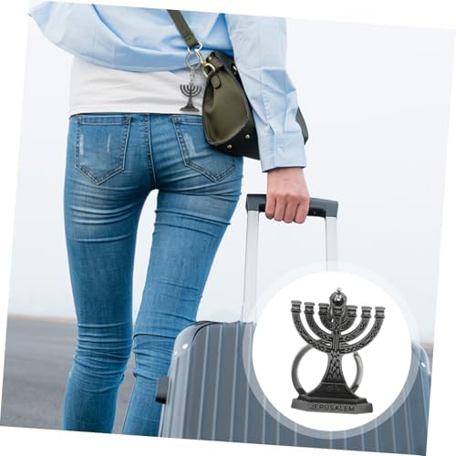 VOSAREA 4PCS Stainless Steel Menorah Keychain Pendant