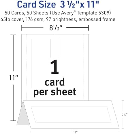 Avery Tent Cards 35 x 11 White Embossed Border 50 Blank