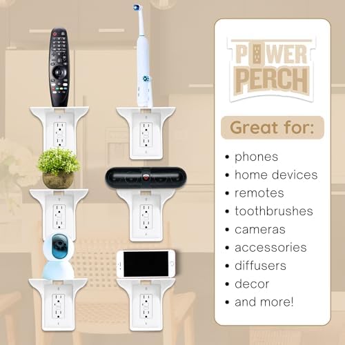 Storage Theory Power Perch Outlet Shelf White 1-Pack