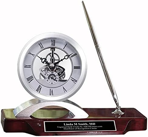 AllGiftFrames Luxury Desk Name Plate with Clear Clock Case