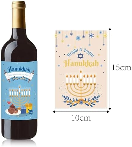 Happy Hanukkah Wine Labels Sticker 12 Sheets