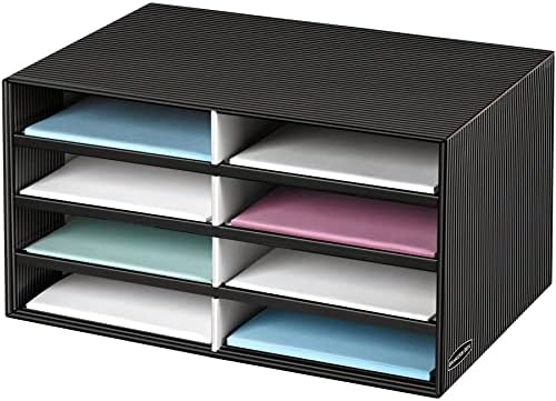 Bankers Box Eight Compartment Literature Sorter Black Gray Pinstripe