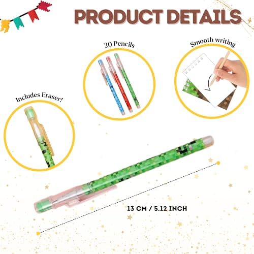 40 PCS Pixel Party Favors Pencils Notepads for Themed Events