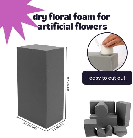FUNSTITUTION Dry Floral Foam Blocks 4 Bricks Grey