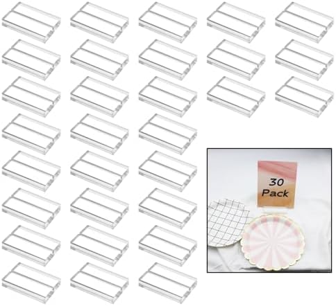 30 Pack 3 Inch Clear Acrylic Sign Stands with Card Slot