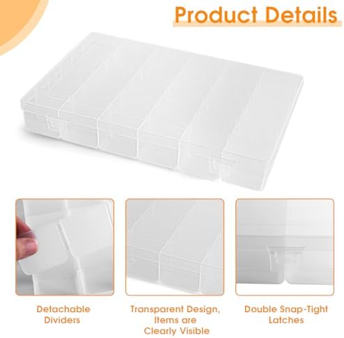 2 Pack Piping Tip Organizer Box with 36 Grids and Adjustable Dividers