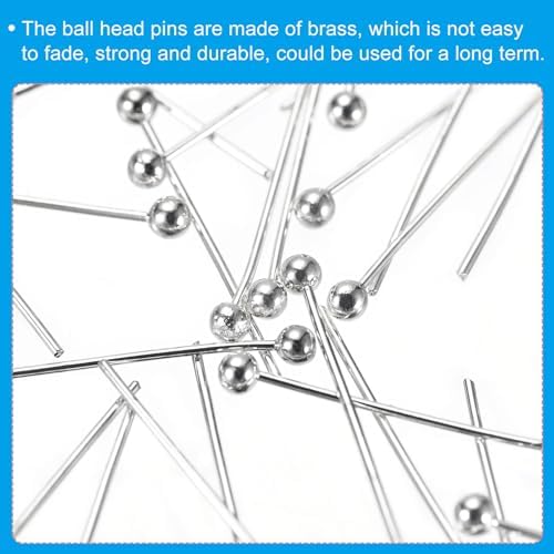 PATIKIL 100Pcs White Brass Head Pins for Jewelry Making