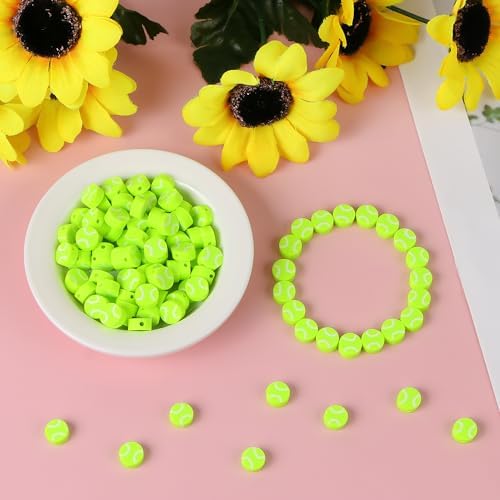 EVERMARKET 100pcs Tennis Ball Beads for DIY Jewelry Making