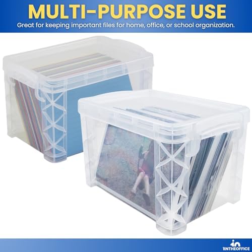 1InTheOffice Index Card Storage Box 4x6 Clear 500 Capacity 2 Pack