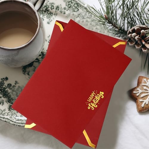 Whaline 50Pcs Gold Foil Christmas Envelopes with Stickers