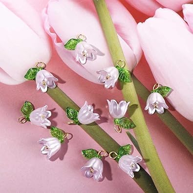 10 Pcs Pearl Bell Orchid Pendant Beads