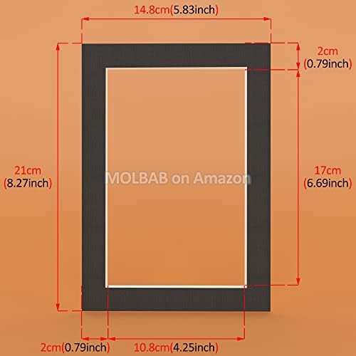 A5 Black Photo Mat Board 12-Piece Pack with 2cm Border