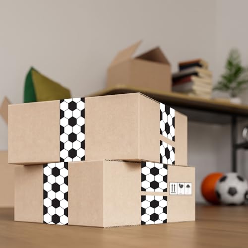 220 Yards Soccer Pattern Packing Tape Black White Decorative