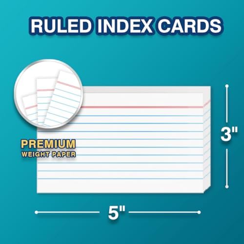 H4D 3x5 Index Card Holder with 100 Cards and 25 Dividers Teal
