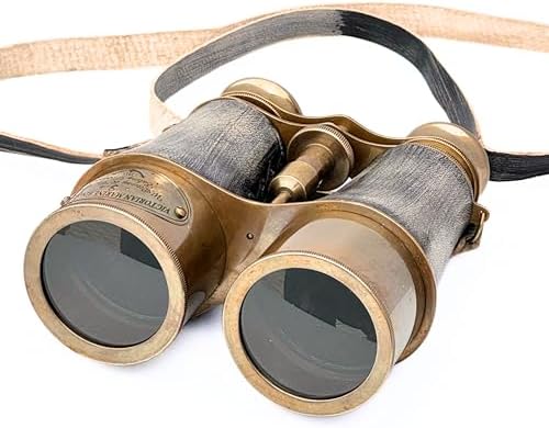 Antique Marine Victorian Binoculars with Brass and Leather Cover
