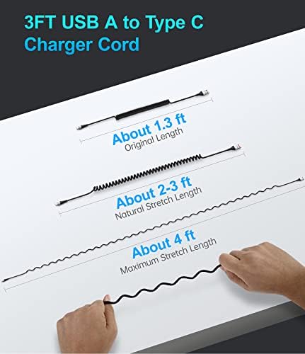 PRAKIE 2Pack USB C 3ft Coiled Charge Cable