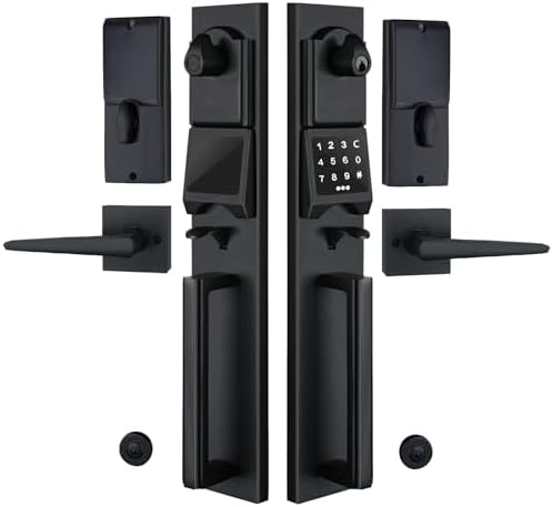 Smart Keypad Deadbolt Handleset in Matte Black for Double Doors