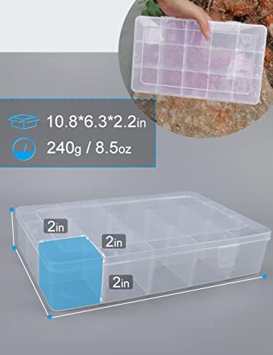 Hlotmeky Plastic Organizer Box with 15 Grids and Dividers