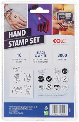 COLOP Printer R17 Event Hand Stamp Set with UV Ink 10 Designs