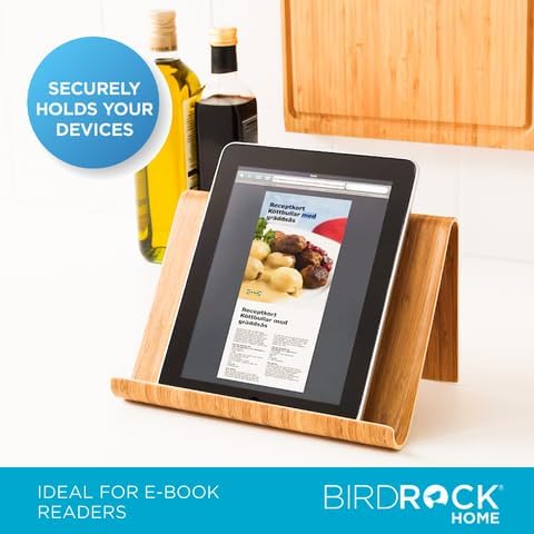 Bamboo Tablet Holder Stand - Adjustable Natural Wood Design