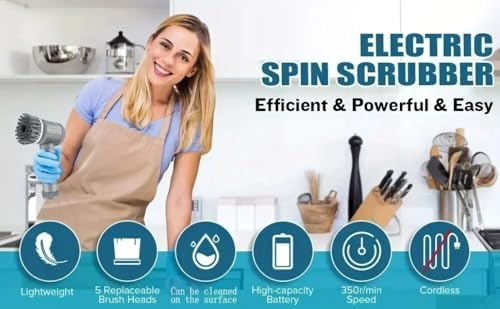 Spin Scrubber with 6 Brush Heads Multi-Purpose Electric Cleaner