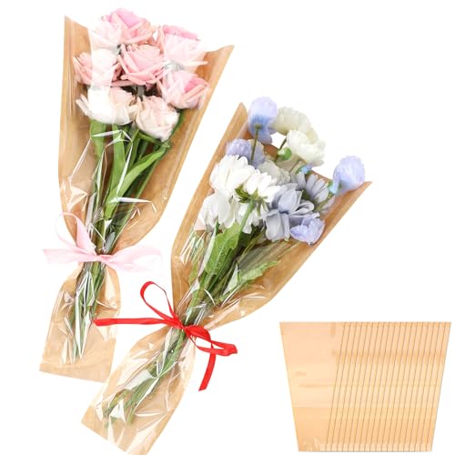 Jansun 40Pcs Flower Wrapping Bags for Bouquets