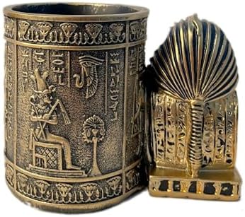 Ancient Egyptian Pencil Holder with Pharaoh and Isis