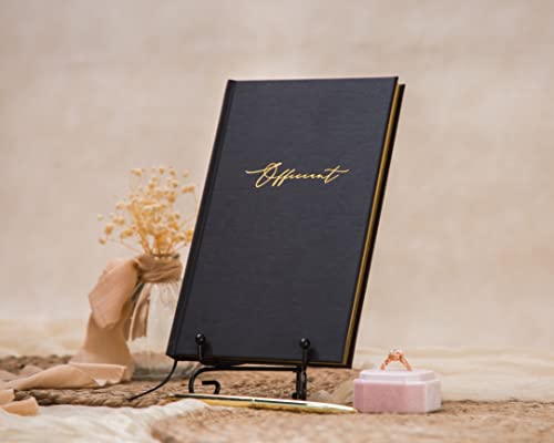 MUUJEE Wedding Officiant Book - Black Gold Embossed Hardcover Journal