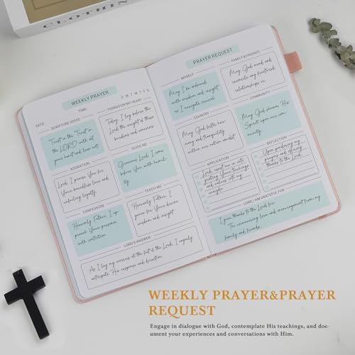 Pink Prayer Journal for Women and Men - 60 Weeks Bible Study