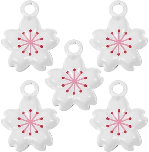 LOGOFUN 5pcs Cherry Blossom Bell Charms for DIY Jewelry