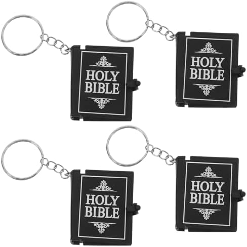 LUOZZY 12 Pcs Mini Bible Keychain Set Inspirational Church Theme Keyrings