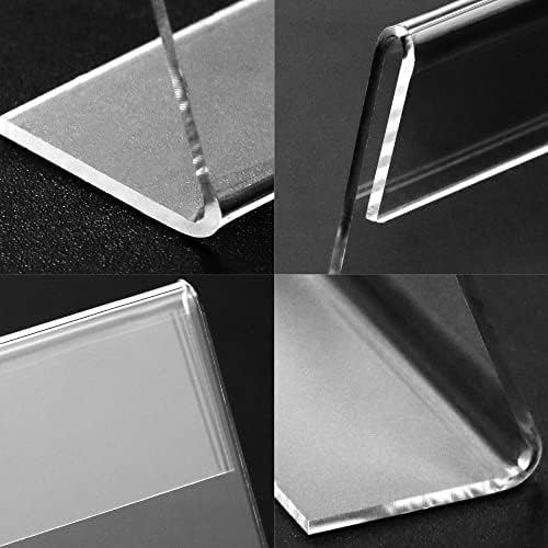 40 Pack Mini Clear Sign Display Holders with Blank Labels