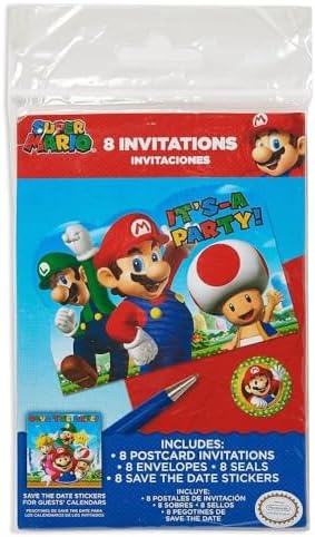 Amscan Super Mario Invite Postcards 8 Count
