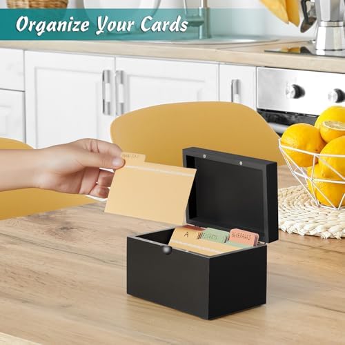 DRASTAR Index Card Holder 3x5 Wooden Box Black