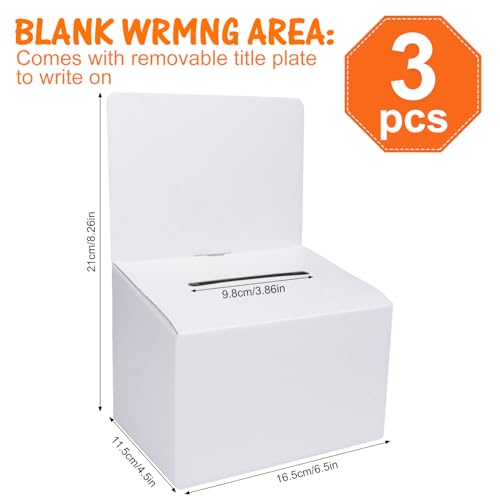 GRAWUN 3 Pack White Card Suggestion Boxes with Slot