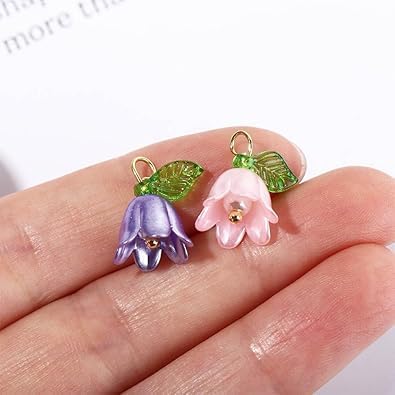10 Pcs Pearl Bell Orchid Pendant Beads