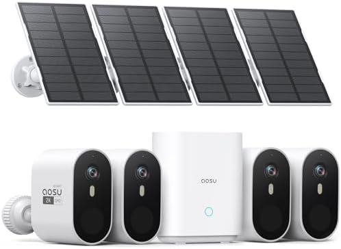 AOSU 4-Camera Solar Security System with 2K QHD and 32GB Storage
