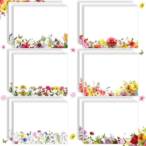 Janlaugh 12 Pads Wildflower Sticky Notes for Journaling and Gift Giving