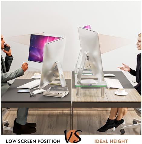 2 Pack Adjustable Monitor Riser with Tilt and Space-Saving Design