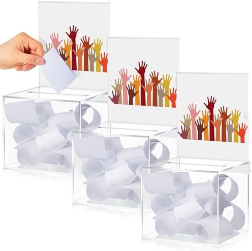 Bucherry 3 Pcs Acrylic Donation Box with Slot and Sign
